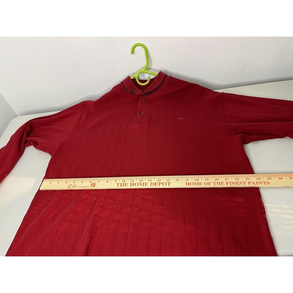 Vintage Alexander Julian Colours - Mens XL Long Sleeve Polo Shirt Red Striped - Picture 5 of 5
